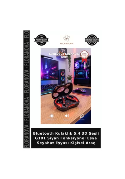 Bluetooth Kulaklık 5.4 3d Sesli G101 Siyah Fonksiyonel Eşya Seyahat Eşyası Kişisel Araç