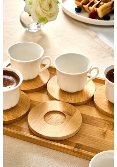 Karaca  Bambu Tepsili 6 Kişilik Kahve Fincanı 90 Ml