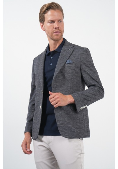İmza Lacivert Mono Yaka Örme 6 Drop Slim Fit Ceket 1002260152