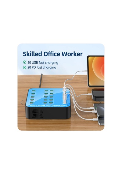 40 Port Hızlı Şarj Cihazı 400w 20xusb 20xtype-c Şarj İstasyonu Pd Şarj
