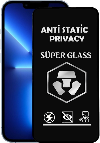 Apple Uyumlu   iPhone 13 Pro Max Tam Kaplayan Anti Statik Hayalet Süper Temperli Cam Ekran Koruyucu