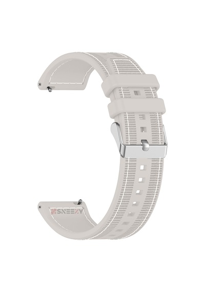 Sneezy Huawei Watch Gt5 46mm İle Uyumlu 22mm Dikiş Desenli Dokuma Silikon Kordon