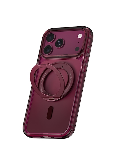Apple iPhone Uyumlu 18 Pro Max Kılıf M-safe Özellikli Raptic Air Stand Serisi Aynalı Arka Yüzey Standlı Bordo
