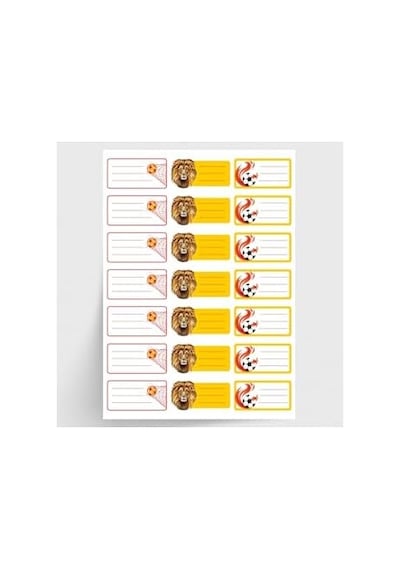 Sarı-kırmızı İsimlik Okul Etiketi, Sticker Seti, 420 Adet