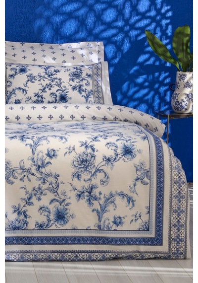 Karaca Home Rosario %100 Pamuk Çift Kişilik Nevresim Takımı Mavi MAVI