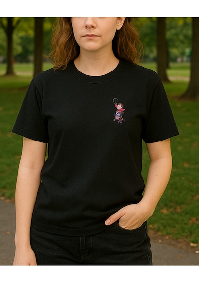 Dişsiz Tasarımlı Baskılı T-shirt Siyah