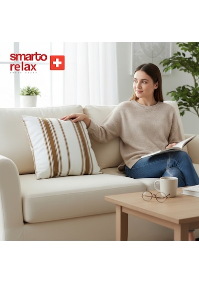 Smarto Relax Içi Dolgulu Kırlent 45x45 Cm Kare Salon & Berjer Kırlenti Beyaz - Kahverengi