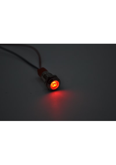 Kablolu 8mm Mini Metal Kırmızı Göz Lamba Led 12v 24v