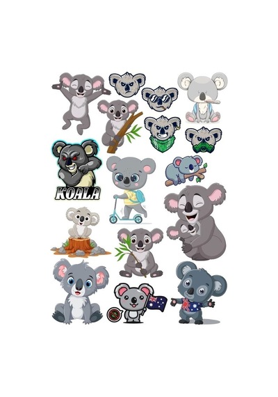 Koala Sticker Set-1 17 Parça Telefon, Tablet, Defter, Laptop Sticker
