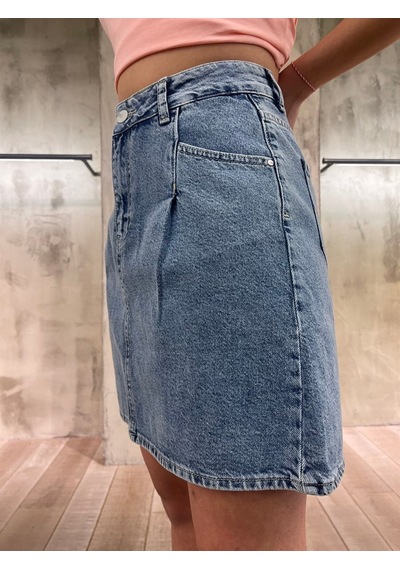 Vigoss Kadın Mini Denim Etek 50455-00422 Koyu Mavi