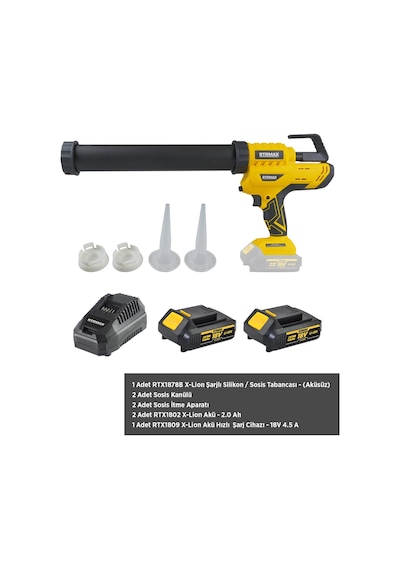 Şarjlı Silikon Sosis Tabancası 300/600 Ml Akü Dahil Rtx1878bset