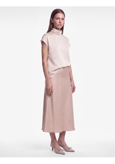 Koton Normal Bel Kloş Midi Saten Etek Pembe 7wak70146uw Gül