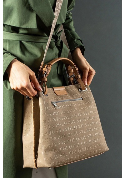 Just Polo Kadın Gofraj Kabartma Desenli Mıknatıslı Çıtçıt Kapama El Ve Omuz Çantası Mh4031mh Camel Kum