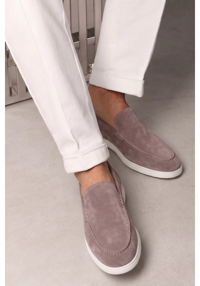 Shoetyle - Hakiki Süet Deri Bej Rengi Erkek Loafer - 115-k664-1603