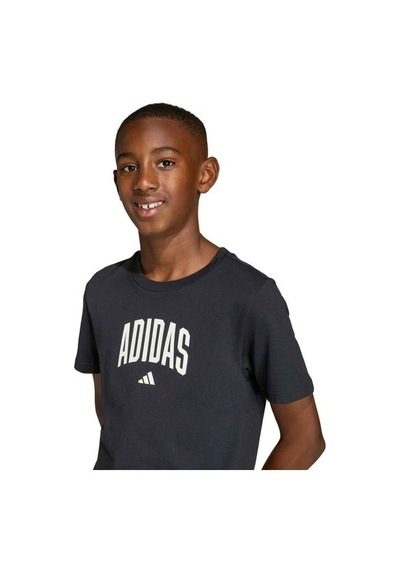Adidas Collegiate Graphic Çocuk Siyah Yuvarlak Yaka Tişört Siyah