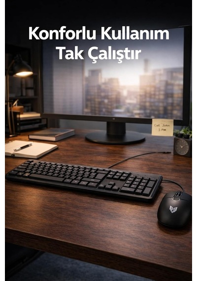 Km-03 Usb Kablolu Klavye Mouse Set Türkçe Q Siyah Ergonomik Tasarım,usb Bağlantı, Sayısal Tuşlu Klavye, Optik Mouse, Windows Uyumlu, Siyah Diğer