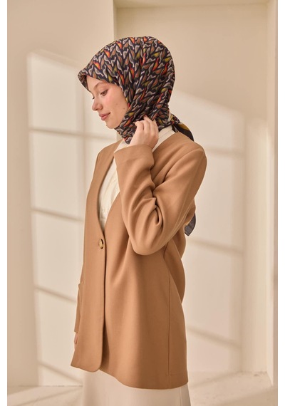 Silk Home Aura Eşarp 140006-25 Koyu Lacivert, Hardal, Turuncu, Vizon