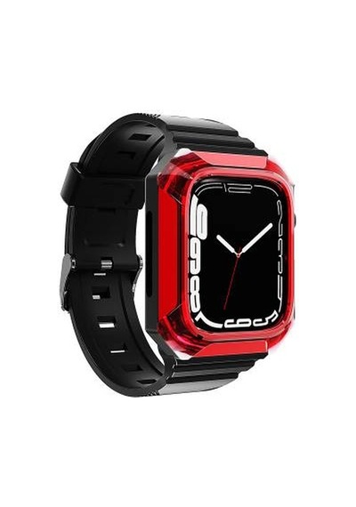 Apple Watch 38mm Uyumlu Krd-88 Sert Pc Kasa Koruyuculu Silikon Kordon - Kırmızı