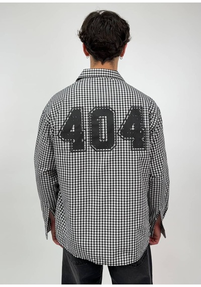 Zaee 404 Baskılı Kareli Oversize Gömlek siyah