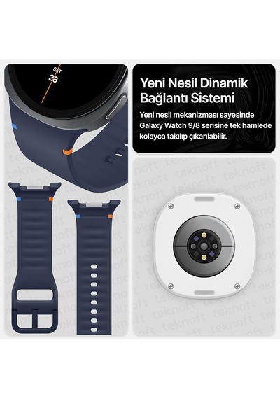 Samsung Galaxy Watch 9/8 40mm/44mm Ve Watch 8 Classic 46mm İle Uyumlu Konforlu Ve Yumuşak Silikon Kordon Lacivert Çok Renkli