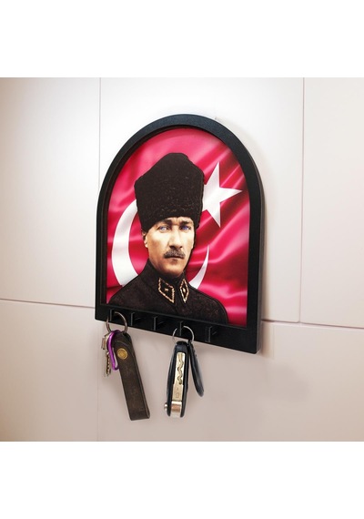Cajuart Boyutlu Kabartma Tasarım Atatürk Bayrak Tema Anahtarlık Duvar Askılık Dekor