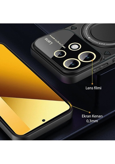 Realme C55 Kılıf Manyetik Standlı Joy Lens Premium Tank Silikon Kapak - Koyu Yeşil Koyu Yeşil