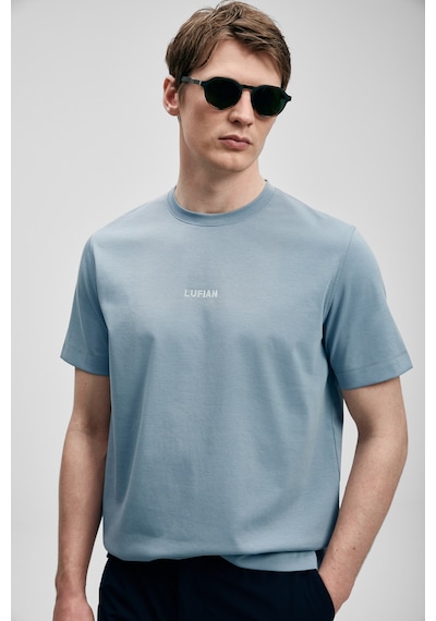 Lufian Marcus Modern Grafik T- Shirt Mavi Mavi 111020322100300 Mavi