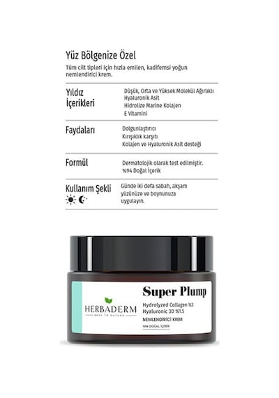 Herbaderm Super Plump Dolgunlaştırıcı ve   Nemlendirici Krem 50 ML