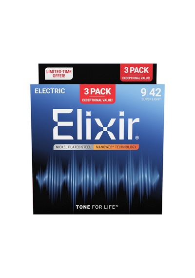 Elixir 009-042 Nanoweb Elektro Gitar Teli Ekonomik 3'lü Set 16566
