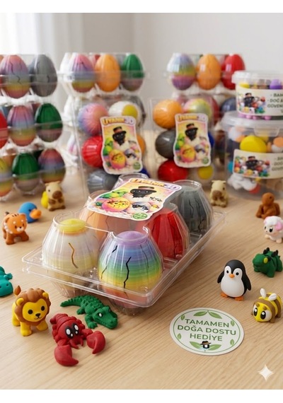 Uyanık3d Ugos Serisi - Sürpriz Mini Figür Yumurtası 6'lı Set - Doğa Dostu Oyuncak Koleksiyonu Hayvan