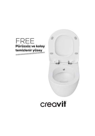 Creavit Free Duroplast Yavaş Kapanan Klozet Kapaklı Beyaz Set