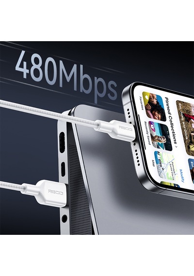 Recci Rs46c Usb-a To Type-c 2.4a Hızlı Şarj Özellikli Data Ve Şarj Kablosu 100w 1.2m Beyaz Beyaz