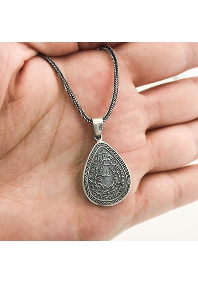 925 Ayar Gümüş Kıtmir ve Nazar Dualı Erkek Kolye 554265171