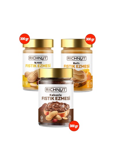 3'lü Paket Fıstık Ezmesi 3 Adet X 300 Gr