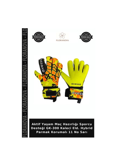 Aktif Yaşam Maç Hazırlığı Sporcu Desteği Gk-300 Kaleci Eld. Hybrid Parmak Korumalı 11 No Sarı