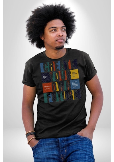 Geleçeği Seninle Planlayalım Unisex Unisex Siyah Organik Baskılı T-shirt Penye Yüksek Kalite Siyah
