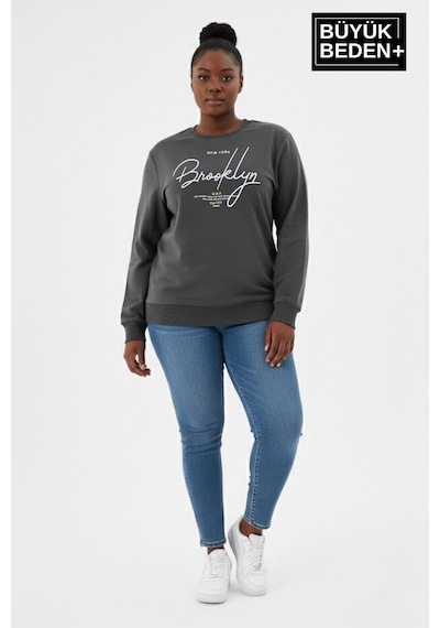Süperlife Kadın Büyük Beden El Yazılı Brooklyn Baskılı Bisiklet Yaka İnce Sweatshirt Spr26bswk956-6 Füme Süperlife Kadın Büyük Beden El Yazılı Brooklyn Baskılı Bisiklet Yaka İnce Sweatshirt Spr26bswk956-6 Füme