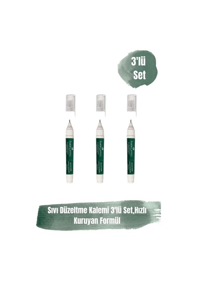 Sıvı Düzeltme Kalemi 3'lü Set,hızlı Kuruyan Formül,klorlu Solven İçermez,ergonomik Tasarım