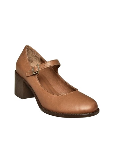Fox Shoes V468297203 Vizon Hakiki Deri Kalın Topuklu Kadın Ayakkabı Vizon