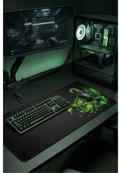Sonictouch Neon Yeşili Akrep Kusursuz Hassasiyet Dikişsiz Xxl Gamer Oyuncu Klavye Mouse Pad 40x90cm Mousepad