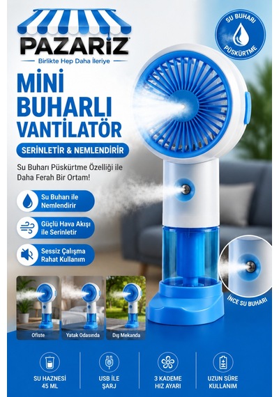 Su Buharı Püskürtmeli Vantilatör Şarjlı El Fanı Nemlendirici Özellikli Taşınabilir Spreyli Şarjlı, Sessiz, Mini Vantilatör Soğutucu Buharlı Fan Mini Masaüstü El Fanı 3 Kademe Standlı Su Buharı Püskürtmeli Vantilatör Şarjlı El Fanı Nemlendirici Özellikli Taşınabilir Spreyli Şarjlı, Sessiz, Mini Vantilatör Soğutucu Buharlı Fan Mini Masaüstü El Fanı 3 Kademe Standlı