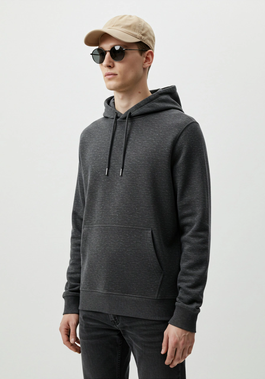 Erkek Oversize %100 Pamuk Yüksek Kalite Erkek Kapüşonlu Sweatshirt Antasit
