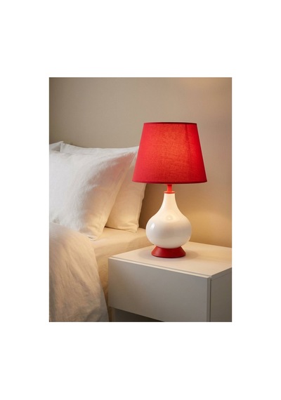 Işık Geçiren Porselen Abajur 46 Cm - Krem, İpek Şapkalı Pa020101s