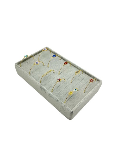 Takı Bileklik Bilezik Kelepçe Standı Gri Süet 15 X 25 Cm