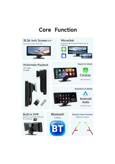 10.26 "ıps Hd Monitör Kablosuz Carplay Android Auto Car Ekran Araç Kamerası Wifi Bluetooth Car Play