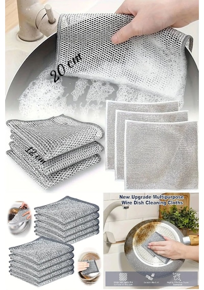 20x20 Inox 1adet Tel Bez Zor Kir Bezi, Inox Telli Bulaşık Bezi, Mutfak Banyo Bezi