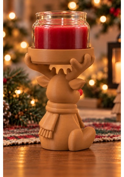 Noel Geyiği Mum Tutacağı / Mumluk Çok Renkli