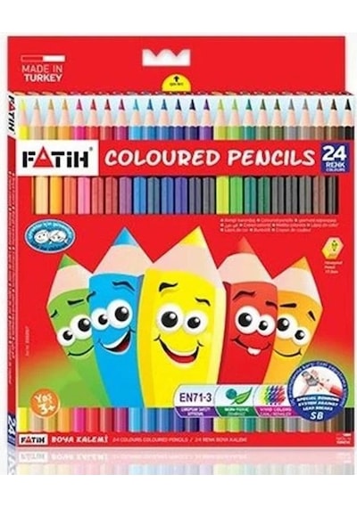 24 Renk Fatih Kuru Boya 35x50 Cm Telli Spralli Resim Defteri Hamur Silgi Kalemtraş 15 Yaprak Resim Defteri Kuruboya Çok Renkli