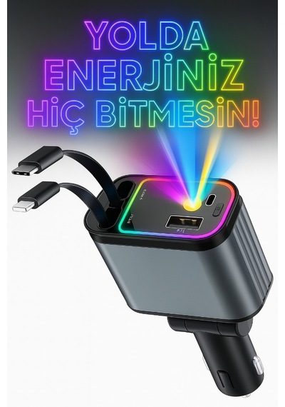 66w Led Işık Tavan Aydınlatmalı 4ın1 Çift Kablolu Hızlı Şarj 3.4a