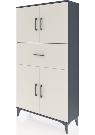 Arges Dolap 3 Raflı Tek Çekmeceli 4 Kapaklı 88x30x163 Antrasi... Antrasit Arges Dolap 3 Raflı Tek Çekmeceli 4 Kapaklı 88x30x163 Antrasi... Antrasit